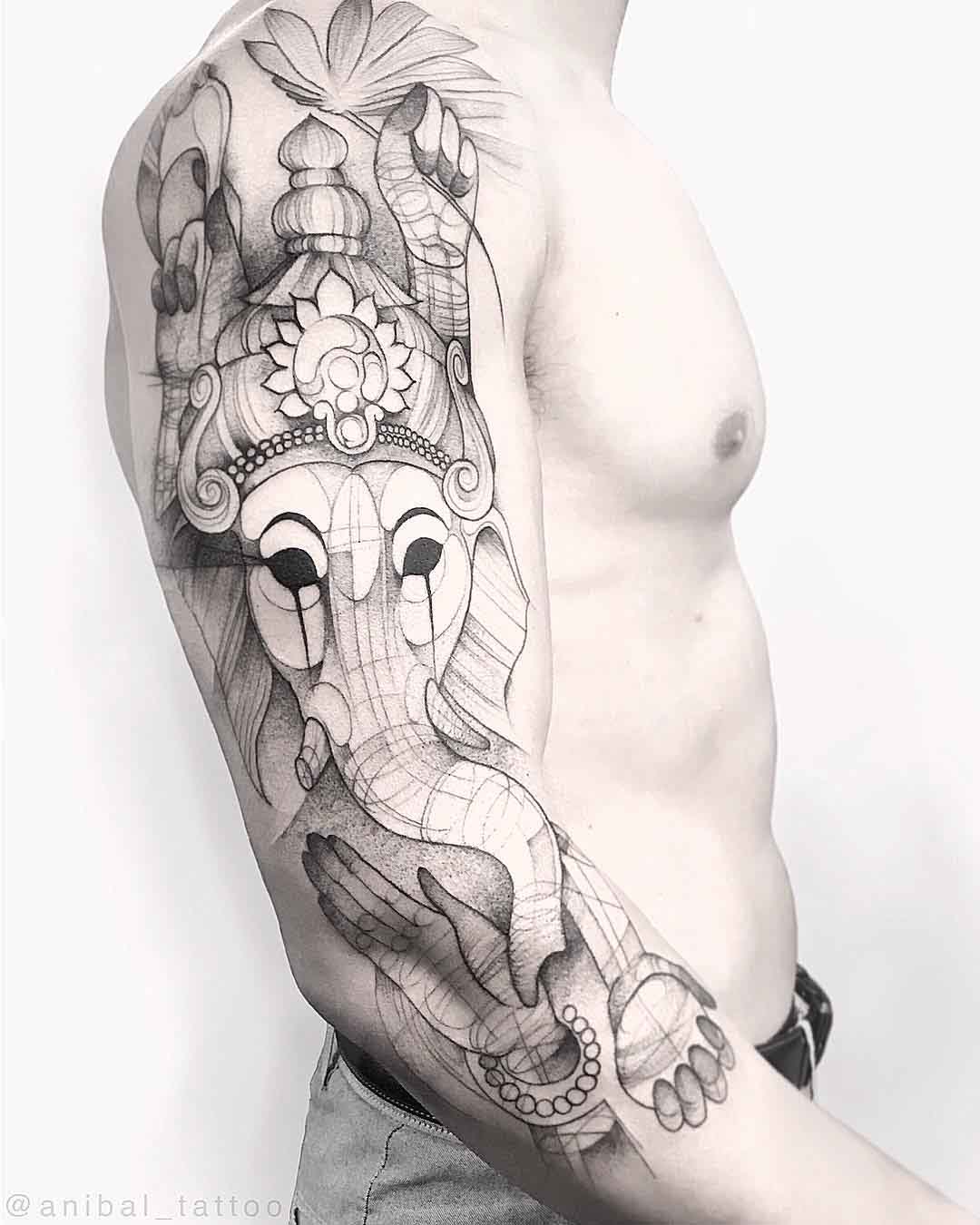 shoulder tattoo sleeve ganesha